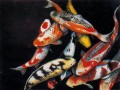 Koi in a Deep Pool Koi in a Deep Pool. watercolour & gouache. 620 x 430 mm. sold