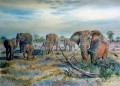 Elephant Herd Elephant Herd. Watercolour. 700 x 500 mm. Sold