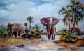 Elephants among the Palm Trees. Elephants among the Palm Trees. Watercolour. 700 x 500 mm. sold