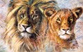 Lion & Lioness on Rice-paper Lion & Lioness on Rice-paper. 570 x 410 mm, sold,
