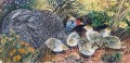 Guinea Fowl with chicks Guinea Fowl with chicks. watercolour. sold