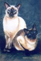 Two Siamese. watercolour & gouache. sold