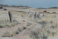 winter pastures painting of sheep in winter