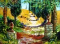 Cypress Path. Italy. Oil painting.