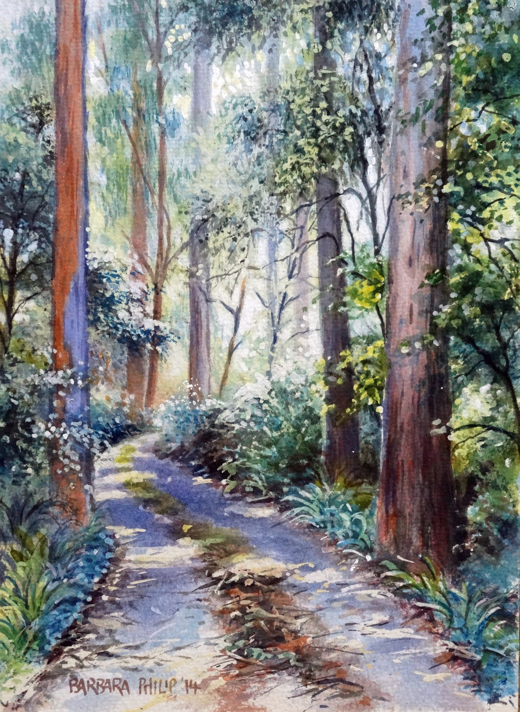 Hogsback Forest, watercolour painting.